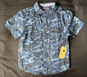 ROK Boys Navy Camo Button-Down Shirt Size 8(S)